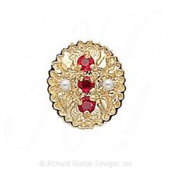GS315 R/PL - 14 Karat Gold Slide with Ruby center and Pearl accents 